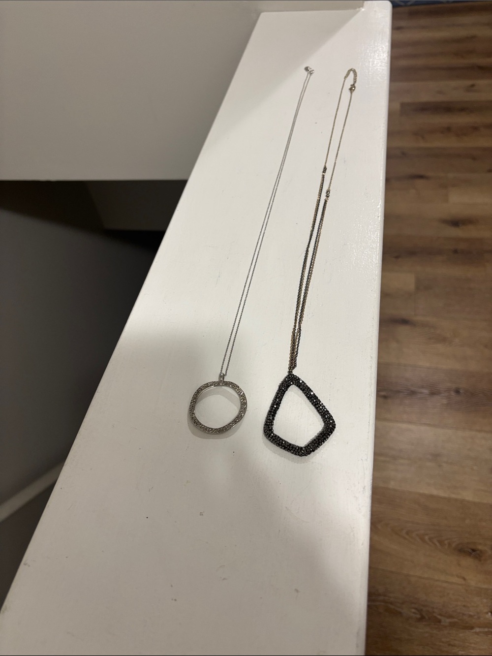 Dual Pendant Necklace Set in Silver and Black - Women Jewelry
